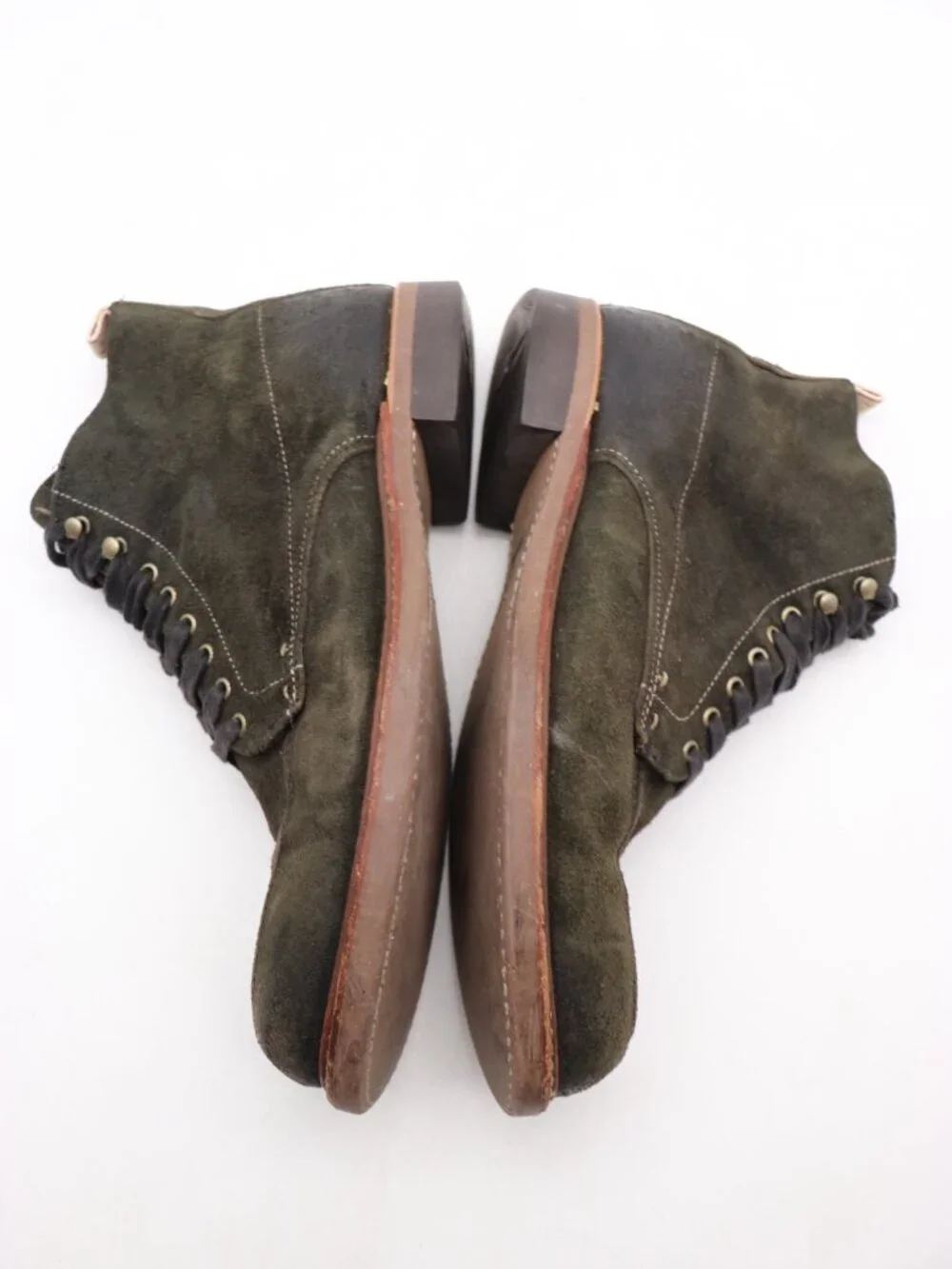 Rag & Bone Rowan Boot Men's Size 12 M Olive Green Suede Handmade USA Lace Up